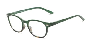 Angle of The Highland Blue Light Reader in Green/Tortoise, Women's and Men's Rectangle Computer Glasses