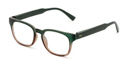 Angle of The Hudson Blue Light Reader in Green/Brown Fade, Women's and Men's Retro Square Computer Glasses