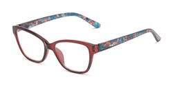Angle of The Josie in Berry/Multicolor Tortoise, Women's Cat Eye Reading Glasses
