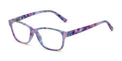 Angle of The Karlie in Purple Geo Print, Women's Rectangle Reading Glasses