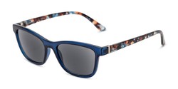 Angle of The Kathleen Reading Sunglasses in Blue/Tortoise with Smoke, Women's and Men's  