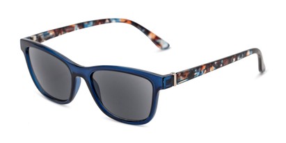 Angle of The Kathleen Reading Sunglasses in Blue/Tortoise with Smoke, Women's and Men's  