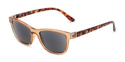Angle of The Kathleen Reading Sunglasses in Tan/Tortoise with Smoke, Women's and Men's  