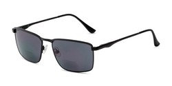 Angle of The Ken Bifocal Reading Sunglasses in Matte Black with Smoke, Men's Rectangle Reading Sunglasses