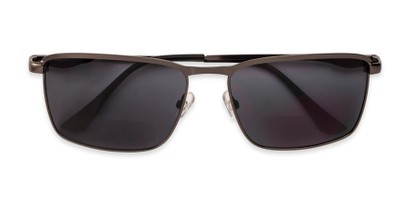 Folded of The Ken Bifocal Reading Sunglasses in Matte Grey with Smoke