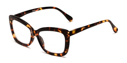 Angle of The Kendra Bifocal in Brown Tortoise, Women's Cat Eye Reading Glasses