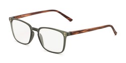 Angle of The Landry in Matte Olive Green/ Brown Stripe, Women's and Men's Square Reading Glasses