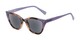 Angle of The Leandra Reading Sunglasses in Purple Tortoise with Smoke, Women's Cat Eye Reading Sunglasses