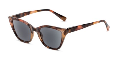 Angle of The Leandra Reading Sunglasses in Brown Tortoise with Smoke, Women's Cat Eye Reading Sunglasses