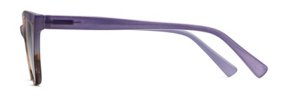 Side of The Leandra Reading Sunglasses in Purple Tortoise with Smoke