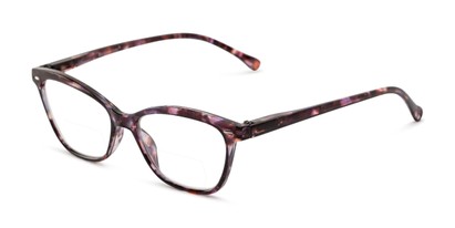 Angle of The Libby Bifocal in Purple Tortoise, Women's Cat Eye Reading Glasses