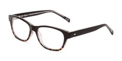 Angle of The Linda in Brown/Leopard, Women's Rectangle Reading Glasses