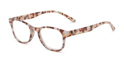 Angle of The Lucy in Orange Multi Tortoise, Women's Round Reading Glasses