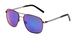 Angle of The Manny Bifocal Reading Sunglasses in Bronze with Blue/Green Mirror, Men's Aviator Reading Sunglasses