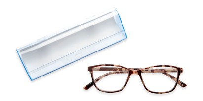 Angle of The Margo Pop of Power™ Blue Light Reader in Light Tortoise, Women's Square Reading Glasses