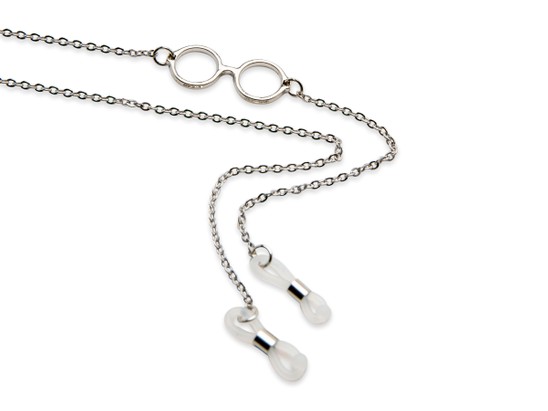 Angle of Metal Eyeglass Motif Chain in Silver, Women's and Men's  