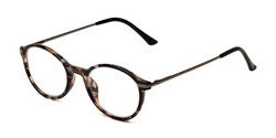 Angle of The Petula in Tan Tortoise, Women's Round Reading Glasses