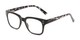 Angle of The Quad in Black/Grey Tortoise, Women's and Men's Retro Square Reading Glasses