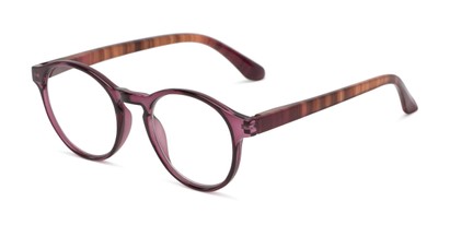 Angle of The Quinn in Purple/Brown, Women's Round Reading Glasses