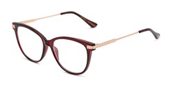Angle of The Liliana in Red/Gold, Women's Cat Eye Reading Sunglasses