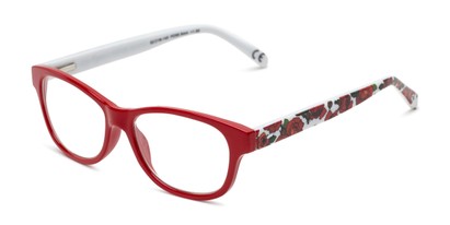 Angle of The Linda in Red/White with Roses, Women's Rectangle Reading Glasses