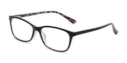Angle of The Rachel in Black/Leopard, Women's Square Reading Glasses