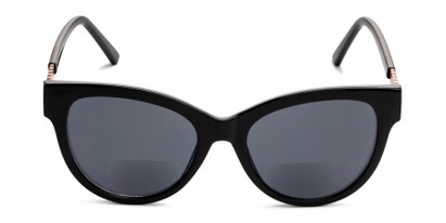 Front of The Rhonda Bifocal Reading Sunglasses in Black/Rose Gold with Smoke