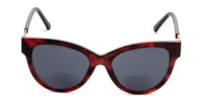 Front of The Rhonda Bifocal Reading Sunglasses in Red Tortoise/Gold with Smoke