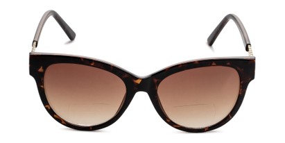Front of The Rhonda Bifocal Reading Sunglasses in Brown Tortoise/Gold with Amber