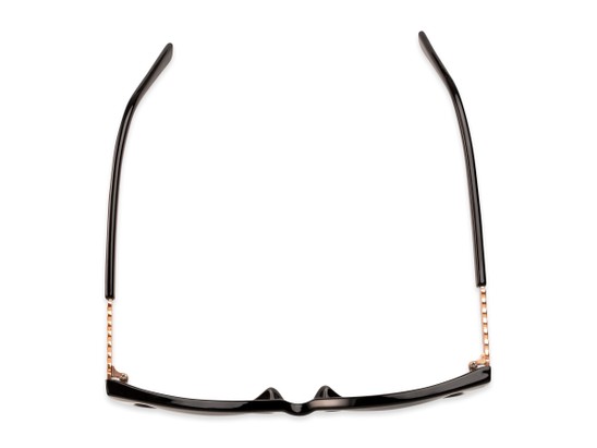 Overhead of The Rhonda Bifocal Reading Sunglasses in Black/Rose Gold with Smoke
