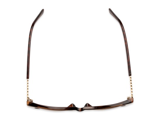 Overhead of The Rhonda Bifocal Reading Sunglasses in Brown Tortoise/Gold with Amber