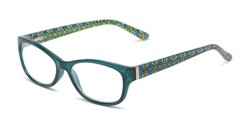 Angle of The Ruthie in Jade Green/Tribal Print, Women's Cat Eye Reading Glasses