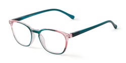 Angle of The Serene in Teal/Pink, Women's Round Reading Glasses