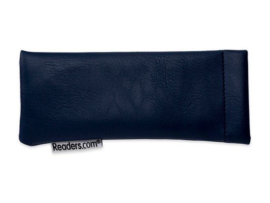 Front of Spring-Shut Readers Pouch in Navy Blue