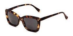 Angle of The Stacey Bifocal Reading Sunglasses in Brown Tortoise/ Smoke, Women's Cat Eye Reading Sunglasses