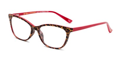 Angle of The Teresa in Leopard/Red, Women's Cat Eye Reading Glasses