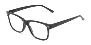 Angle of The Topper in Matte Black, Women's and Men's Retro Square Reading Glasses
