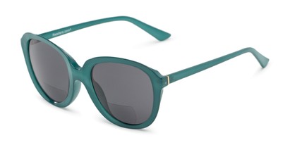 Angle of The Tulip Bifocal Reading Sunglasses in Jade Green with Smoke, Women's Round Reading Sunglasses