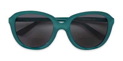 Folded of The Tulip Bifocal Reading Sunglasses in Jade Green with Smoke