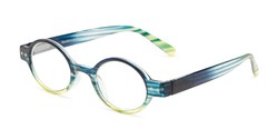 Angle of The Visionary in Green Stripe, Women's and Men's Round Reading Glasses