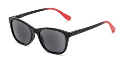 Angle of The Whitney Reading Sunglasses in Black/Coral with Smoke, Women's and Men's  
