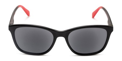 Front of The Whitney Reading Sunglasses in Black/Coral with Smoke