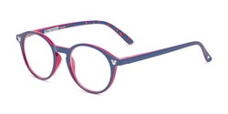 Angle of The Wonder in Navy Blue/ Red, Minnie Mouse Print, Women's and Men's Round Reading Glasses