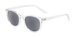 Angle of The Woodstock Reading Sunglasses in Clear with Smoke, Women's and Men's Round Reading Sunglasses