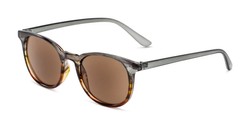 Angle of The Woodstock Reading Sunglasses in Green/Brown Fade with Amber, Women's and Men's Round Reading Sunglasses