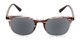 Front of The Woodstock Reading Sunglasses in Brown/Clear Stripe Fade with Smoke