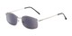Angle of The Randy Reading Sunglasses in Matte Silver with Smoke, Men's Rectangle Reading Sunglasses