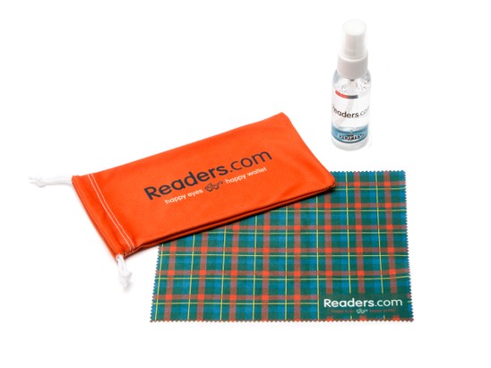 Angle of Readers.com Gift Bundle in Plaid/Orange, Women's and Men's  Soft Cases / Pouches