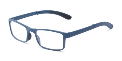 Angle of The Reese Folding Reader in Blue, Women's and Men's Rectangle Reading Glasses