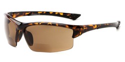 Angle of The Roster Bifocal Reading Sunglasses in Tortoise with Amber, Women's and Men's Sport & Wrap-Around Reading Sunglasses